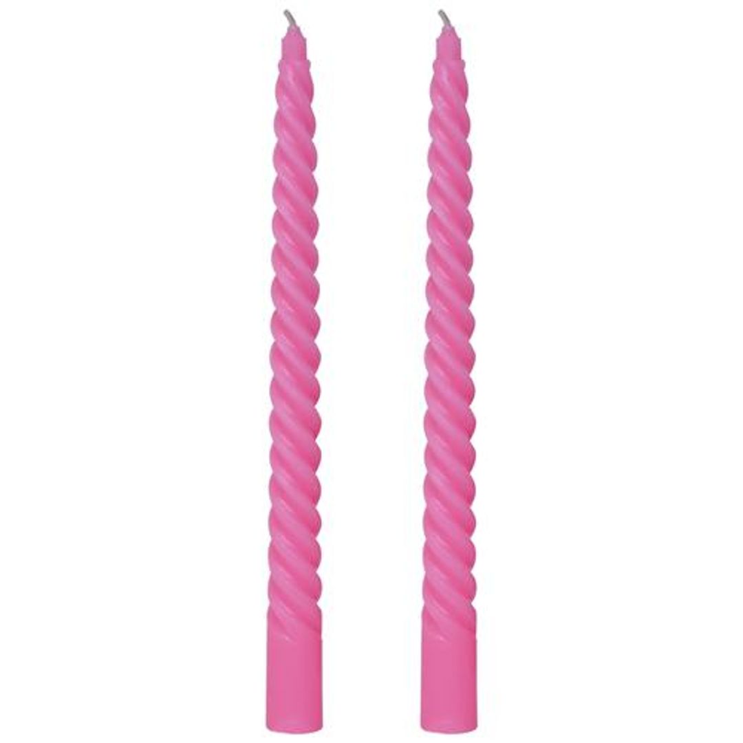 Spiral Dinner Candles - Pink, 100% High-quality Wax