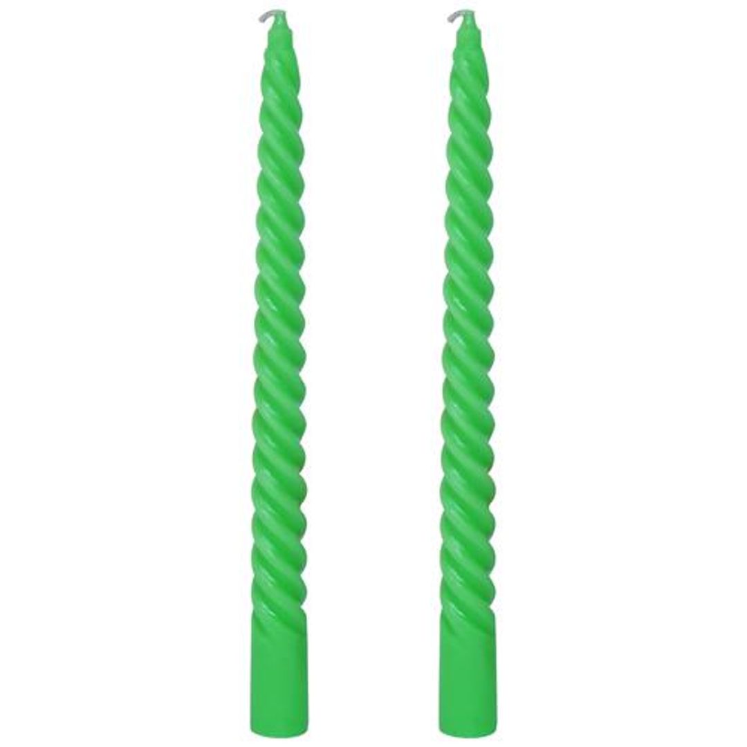 Spiral Dinner Candles - Green, 100% High-quality Wax