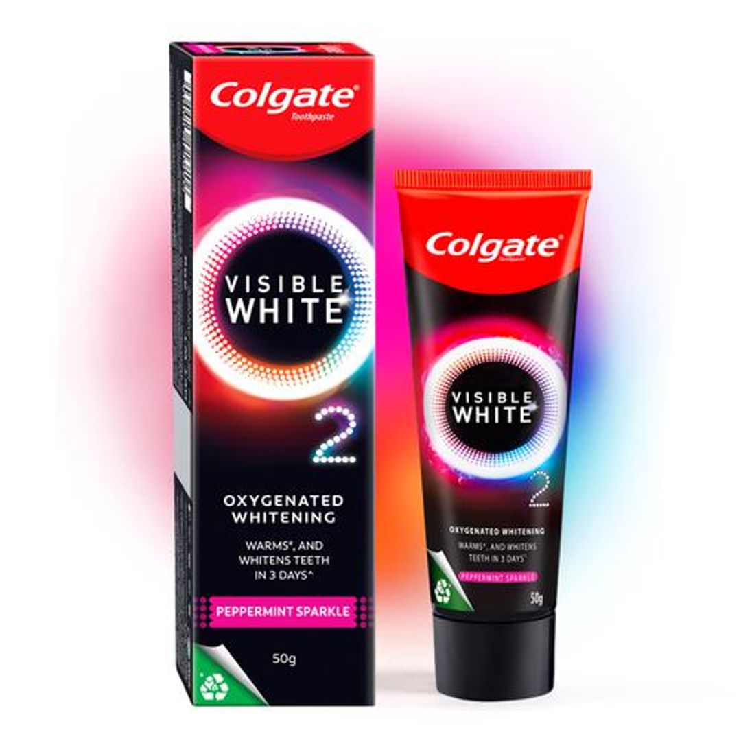 Visible White O2, Teeth Whitening Toothpaste, Peppermint Sparkle, Active Oxygen Technology, Enamel Safe Teeth Whitening Product