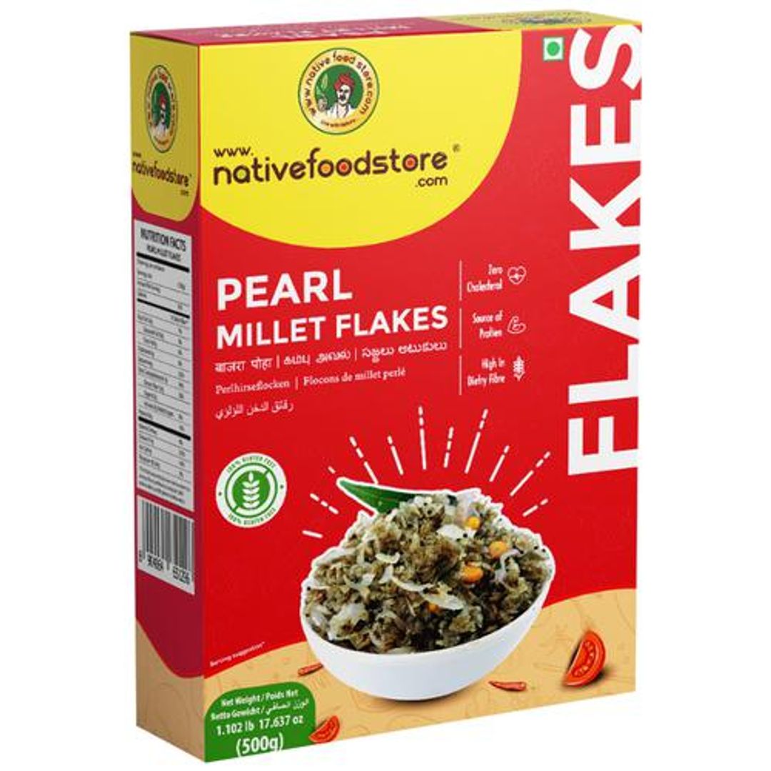 Kambu/Pearl Millet Flakes - Rich In Protein & Fibre, No Cholesterol, Gluten Free