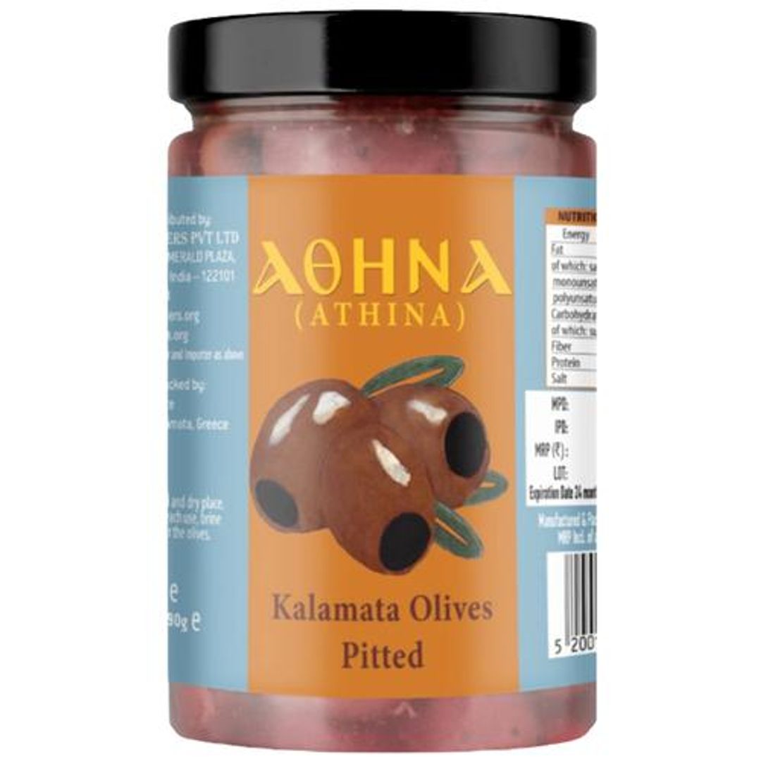 Kalamata Pitted Olives - Traditional Greek Condiment/ Snack, Antioxidant Rich, Fights Cholesterol