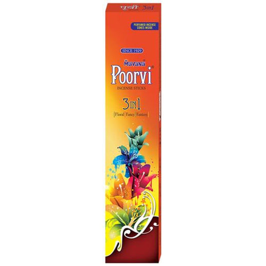 Poorvi 3 IN 1 Incense Sticks - High-Quality, Premium Fragrance, For Prayers, Positive Ambience