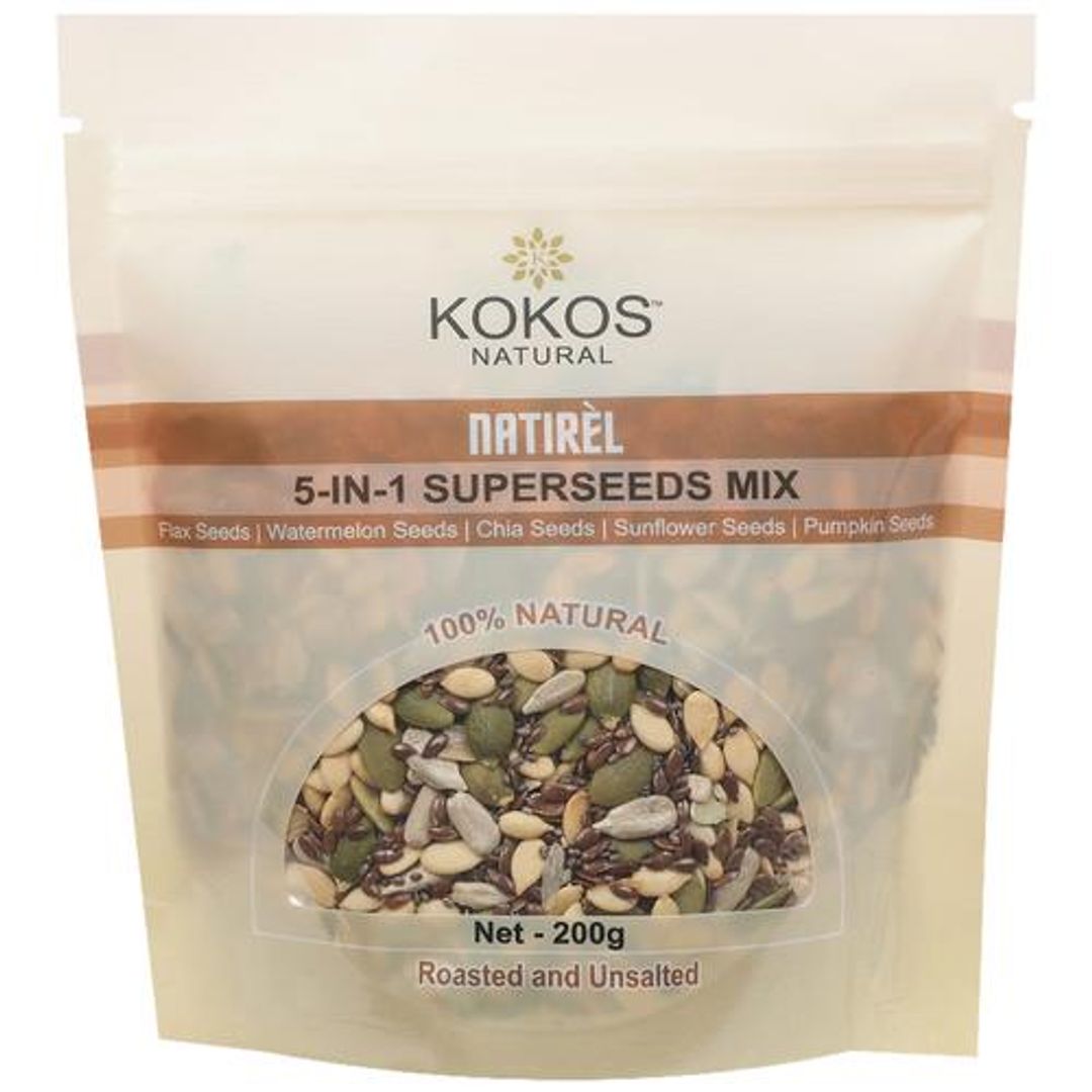 5-In-1 Super Seeds Mix Of Roasted & Unsalted - Watermelon, Flaxseeds, Chia, Sunflower & Pumpkin