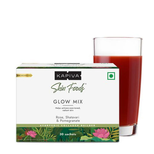 Skin Foods - Glow Mix, Ayurvedic Beauty Supplement, for Healthy & Glowing Skin, Rose Flavour