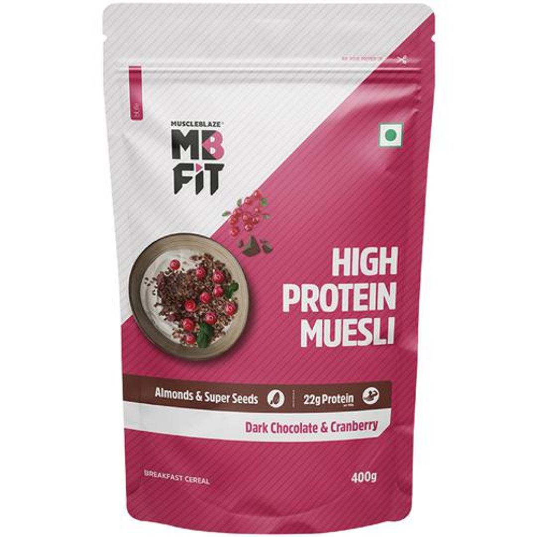 High Protein Muesli Dark Chocolate & Cranberry, Superseed, Raisins & Almonds, Protein Breakfast Cereals