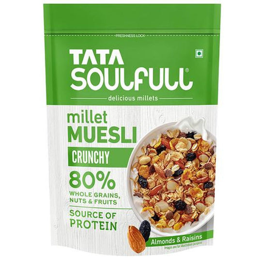 Millet Muesli - Crunchy, 80% Whole Grains, Almonds & Raisins