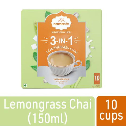 3-In-1 Instant Tea Premix - Lemongrass Flavour, Assam Tea, Ready Mix, Authentically Local