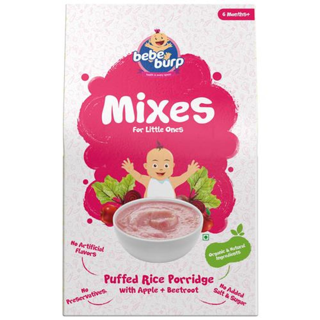 Puffed Rice Porridge Mixes - With Apple & Beet Root, Organic Baby Food, 6 Months+