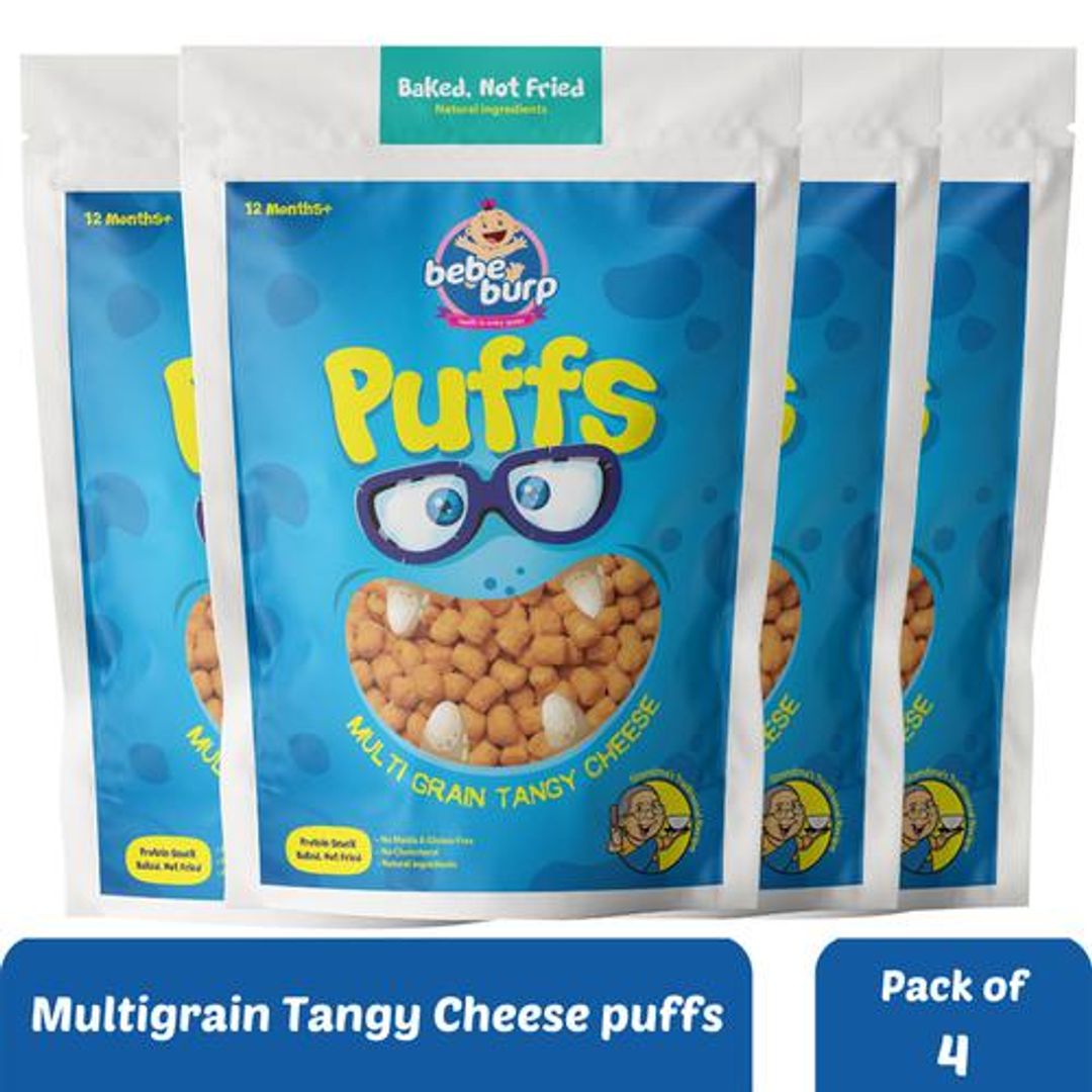 Multigrain Tangy Cheese Puffs - Protein Snack, Baked, No Maida, Gluten-Free, 12 Months+