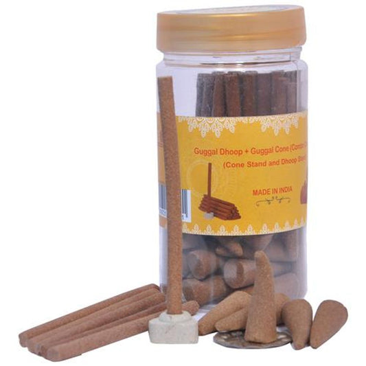 Guggal Dhoop Sticks & Cone Combo - Natural, Purifies The Environment