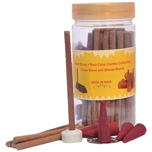Rose Dhoop Sticks & Cones Combo Collection - Natural, Purifies The Environment