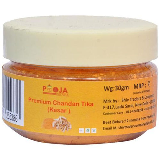 Premium Chandan Tika - Kesar, Natural, For Pooja Use