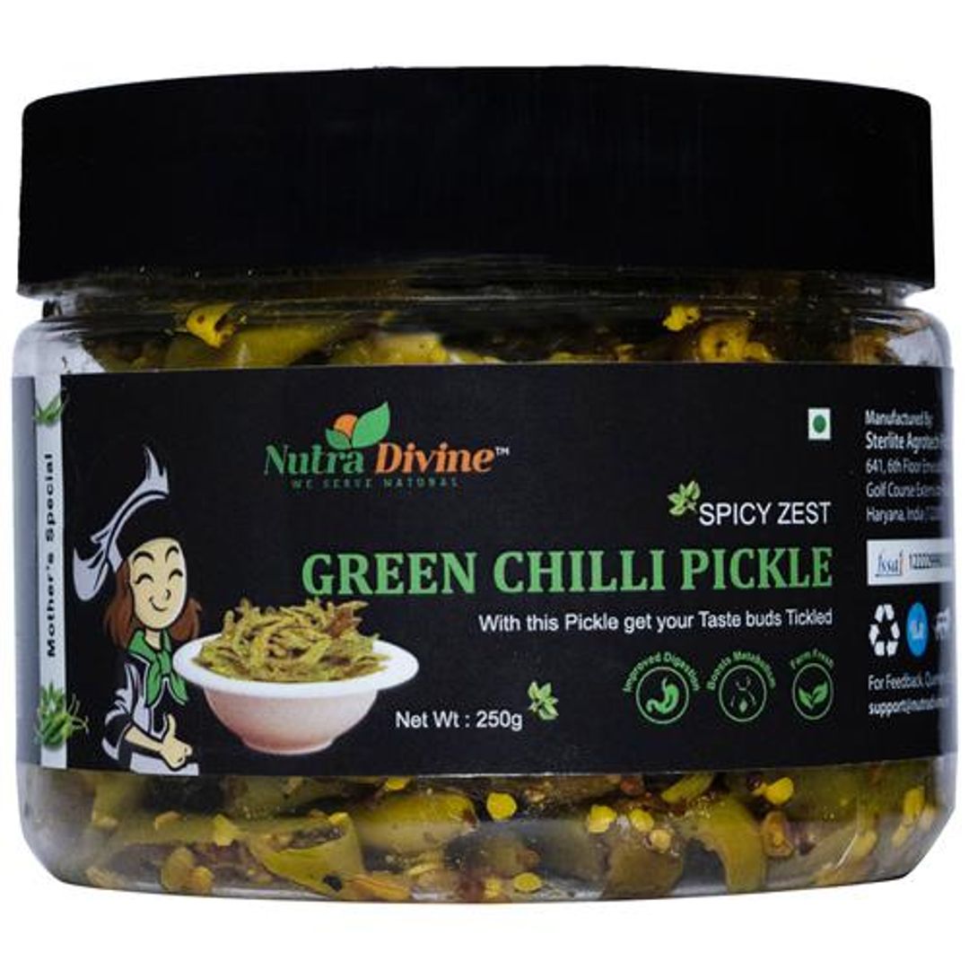 Spicy Zest Green Chilli Pickle - Controls Cholesterol, Enhances Flavour Of Dishes