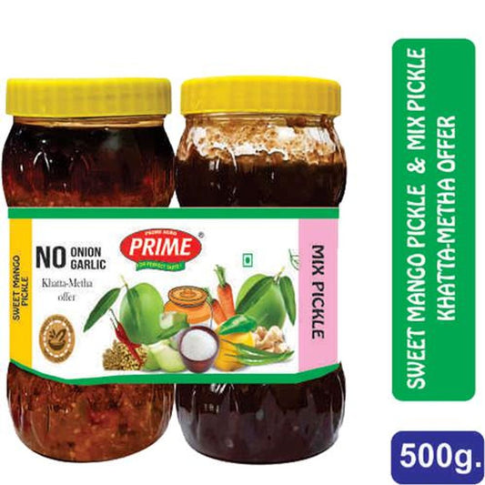 Khatta Metha Offer - Mixed Pickle + Sweet Mango Pickle, Tangy Flavour, Classic Taste