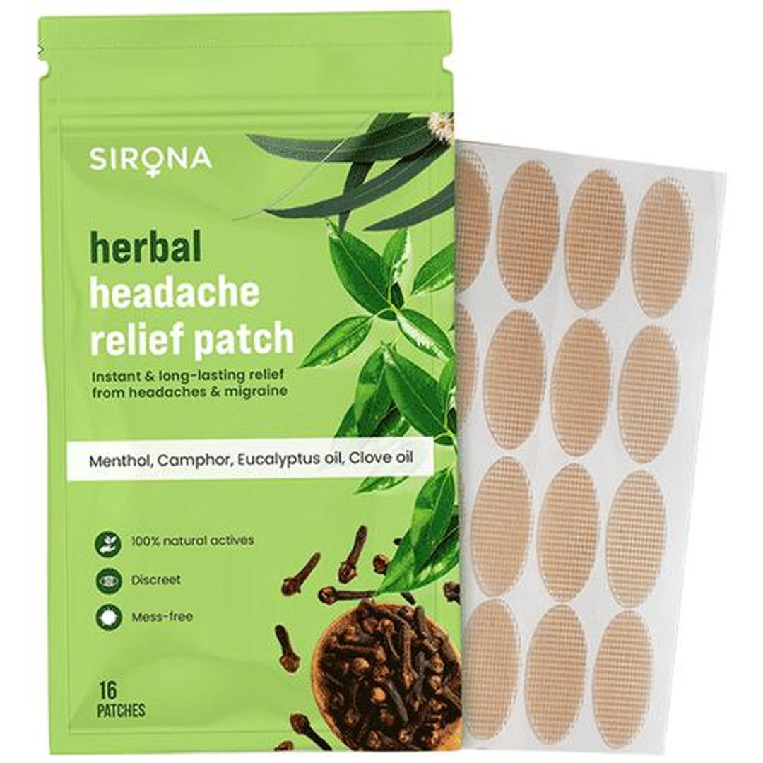 Herbal Pain Relief Patches for Headaches and Migraine (16 Patches)