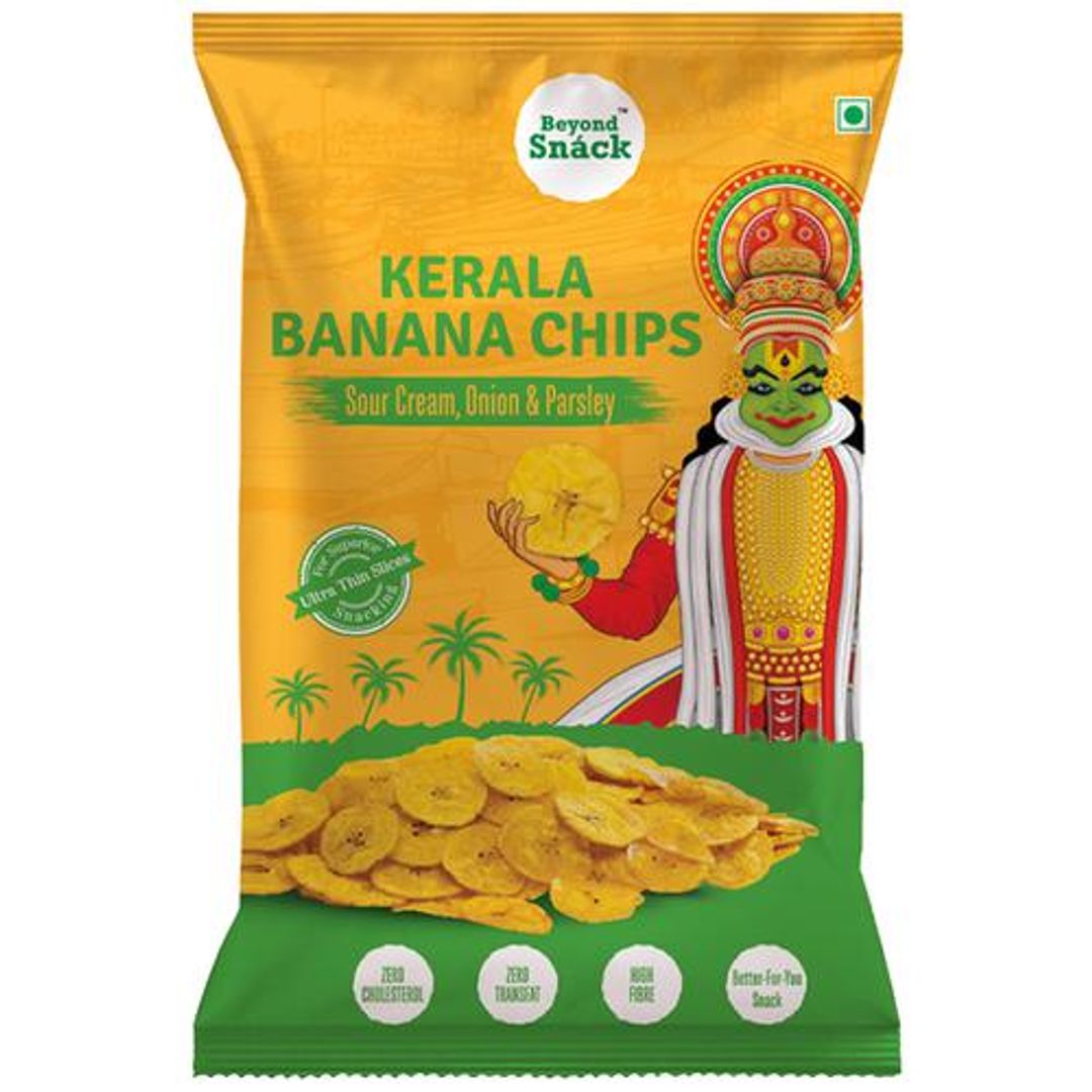 Kerala Banana Chips - Sour Cream Onion & Parsley, Thin & Crispy, Zero Cholesterol