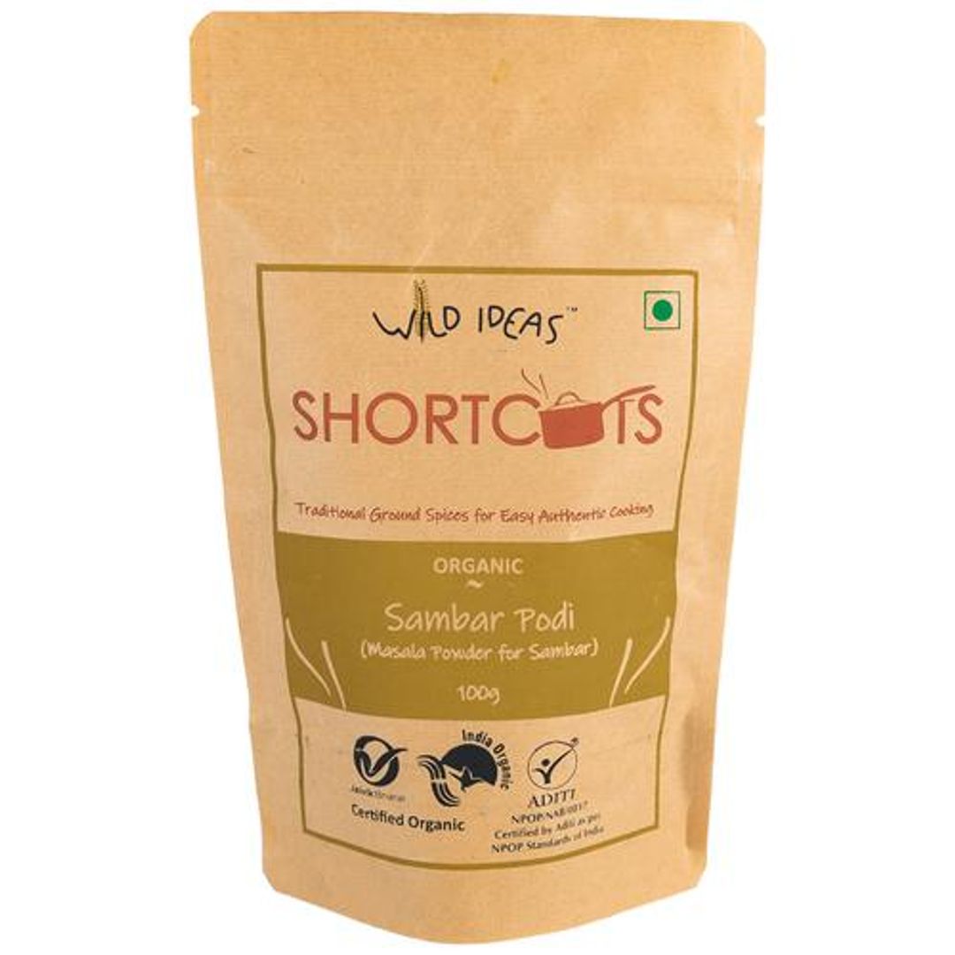 Shortcuts Sambar Podi - Organic, Authentic Taste, Grounded Spices Mix