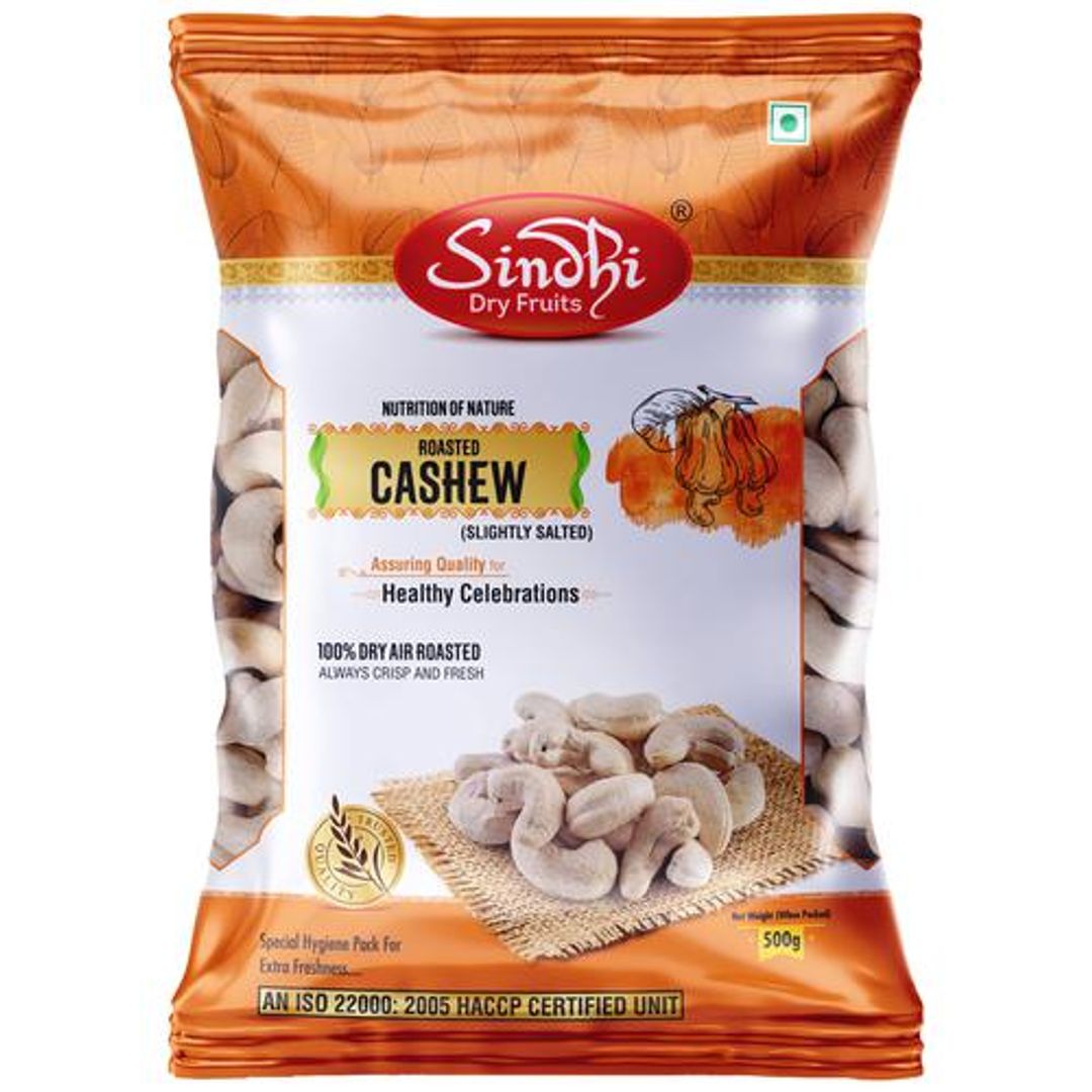 Dry Fruits Roasted Cashews/Kaju - No Cholesterol, Lightly Salted, Healthy Snack