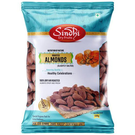 Dry Fruits Roasted Almonds/Badam - No Cholesterol, Lightly Salted, Healthy Snack