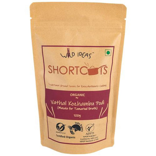 Shortcuts Vathal Kozhambu Podi - Organic, Authentic Taste, Grounded Spices Mix