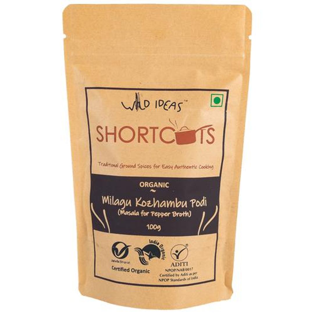 Shortcuts Milagu Kozhambu Podi - Organic, Authentic Taste, Grounded Spices Mix