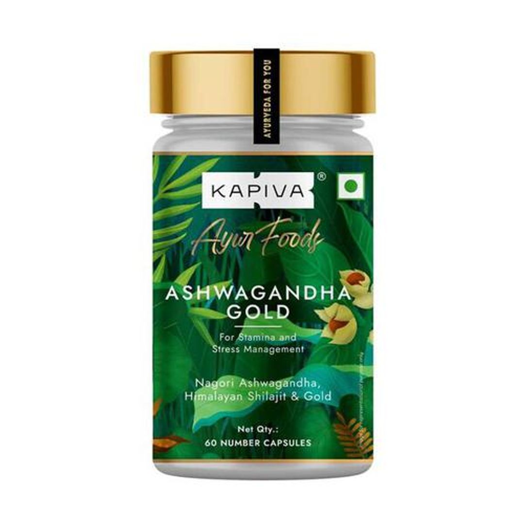 Ashwagandha Gold Capsule - 100% Ayurvedic, Helps In Stress Management, For Men & Women