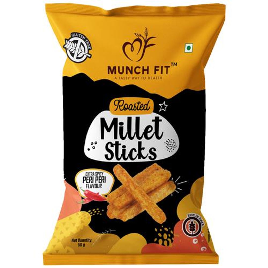 Roasted Millet Sticks - Extra Spicy Peri-Peri Flavour, Rich In Fiber, Healthy Snack