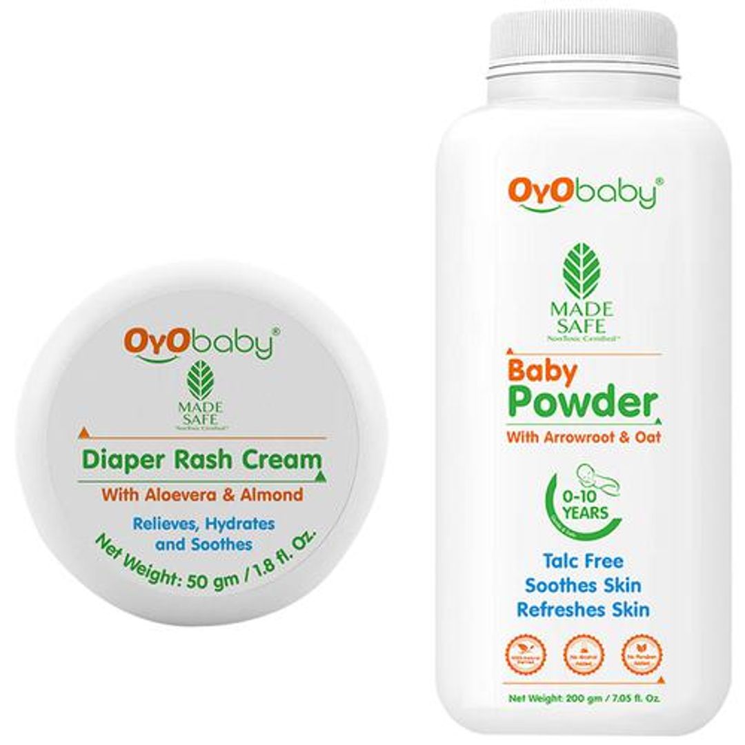 Baby Care Combo - Diaper Rash Cream & Powder, Hydrates & Soothes Skin