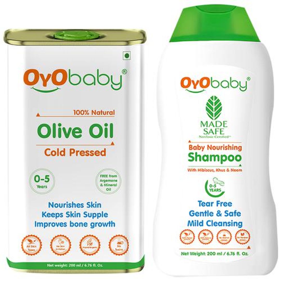 New Born Combo - Nourishing Shampoo & Cold-Pressed Olive Oil, 0-5 Years