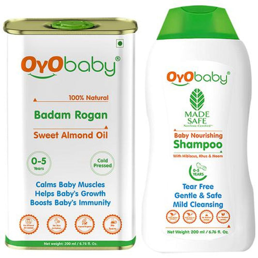 New Born Combo - Nourishing Shampoo & Badam Rogan Sweet Almond Oil, 0-5 Years