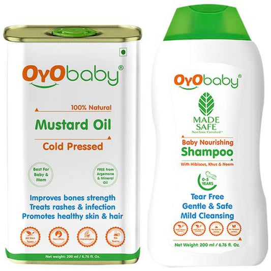 New Born Combo - Nourishing Shampoo & Mustard Oil, For Baby Massage