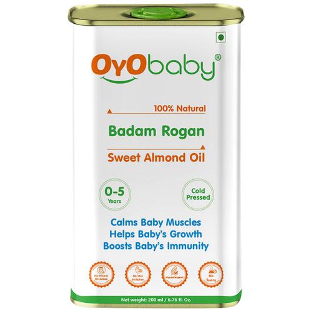 Badam Rogan Sweet Almond Oil - Cold-Pressed, Calms Muscles, For Baby's Growth