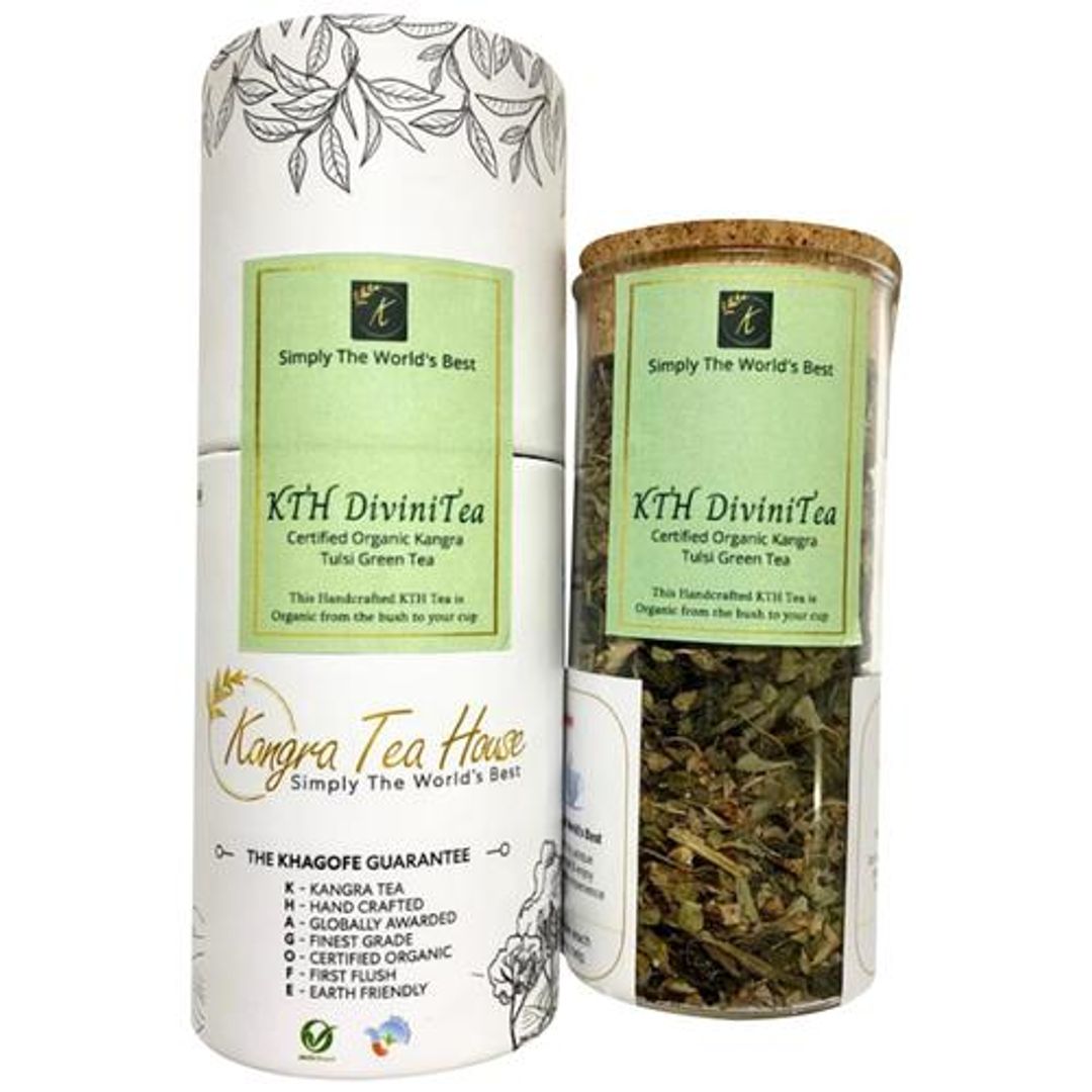 Divini Tea - Certified Organic Kangra Tulsi Green Tea, Calming, Stress Reliever