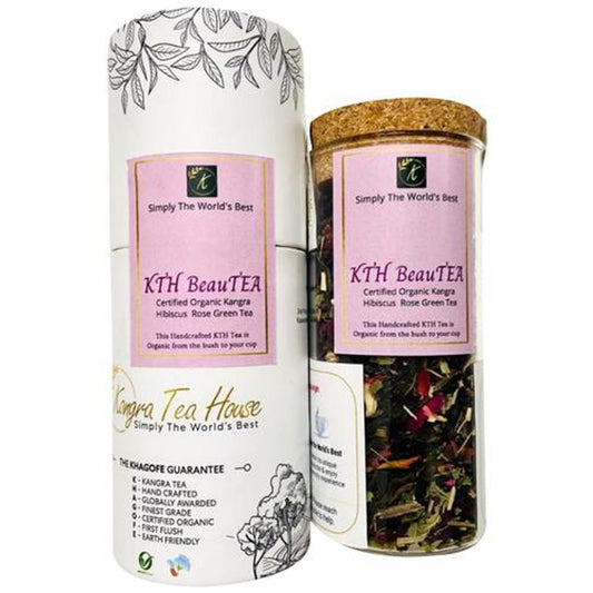 Beau Tea - Certified Organic Hibiscus Rose Green Tea, Youthful, Glowing Skin