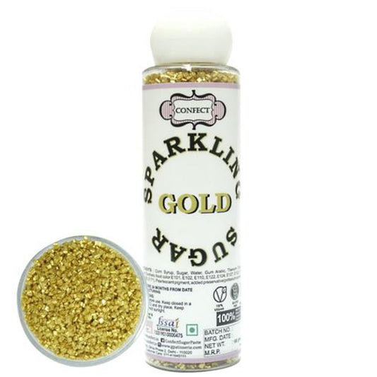 Gold Sparkling Sugar - 100% Vegan, Gluten Free & Jain Friendly