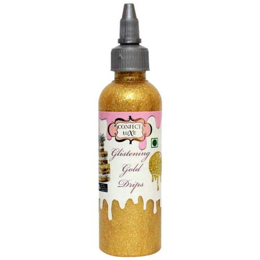 Glistening Gold Metallic Drips For Baking & Icing - Vegan, Gluten Free & Jain Friendly