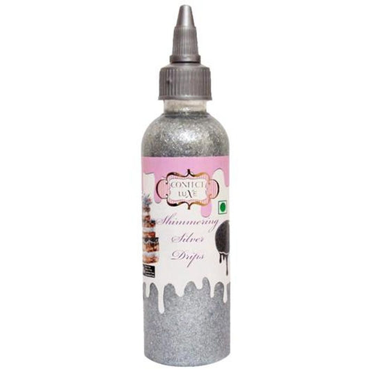 Shimmering Silver Drips Metallic Drips For Baking & Icing - Vegan, Gluten Free & Jain Friendly