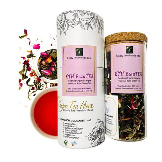 BeauTEA Certified Organic Hibiscus Rose Green Tea - Hand Crafted & Finest Grade