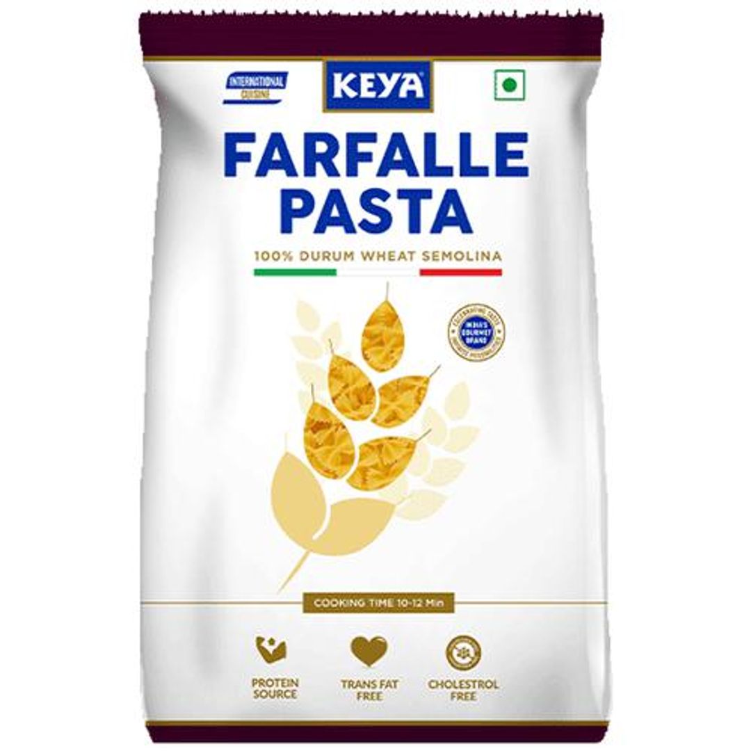 Farfalle Pasta - 100% Durum Wheat Semolina, Rich In Protein, Cholesterol Free