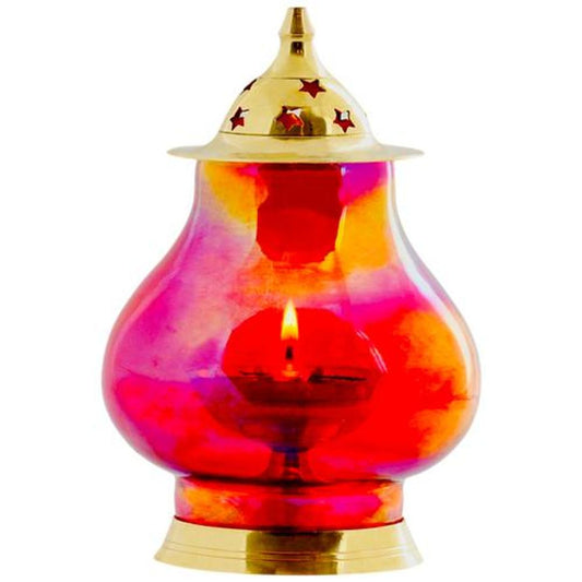 Brass Akhand Colour Jyoti - Elegant, Premium, Ideal For Puja Rooms, Pink