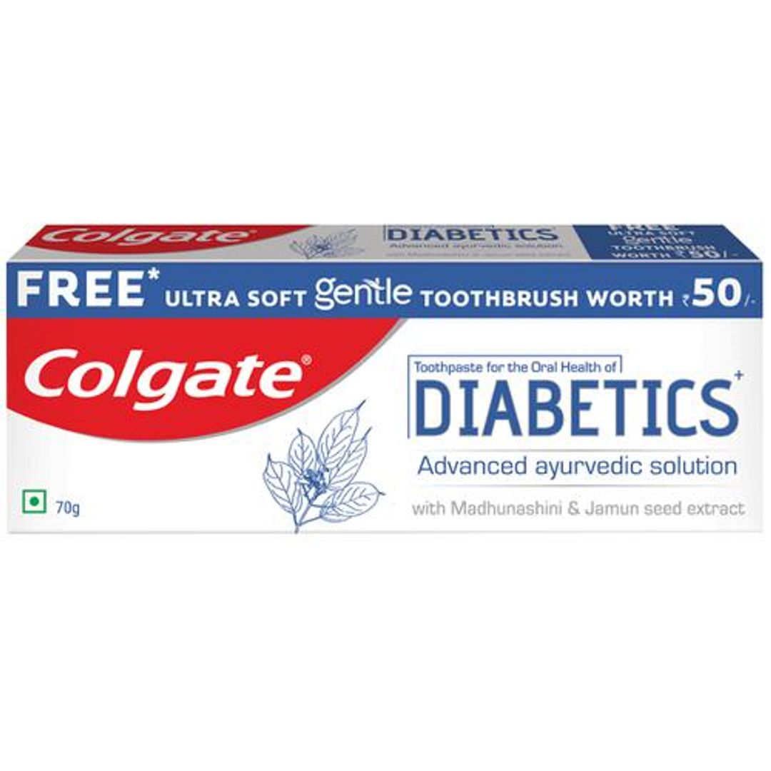 Toothpaste For The Oral Health Of Diabetics - Sugar Free Ayurvedic Solution, With Ultra Soft Gentle Toothbrush