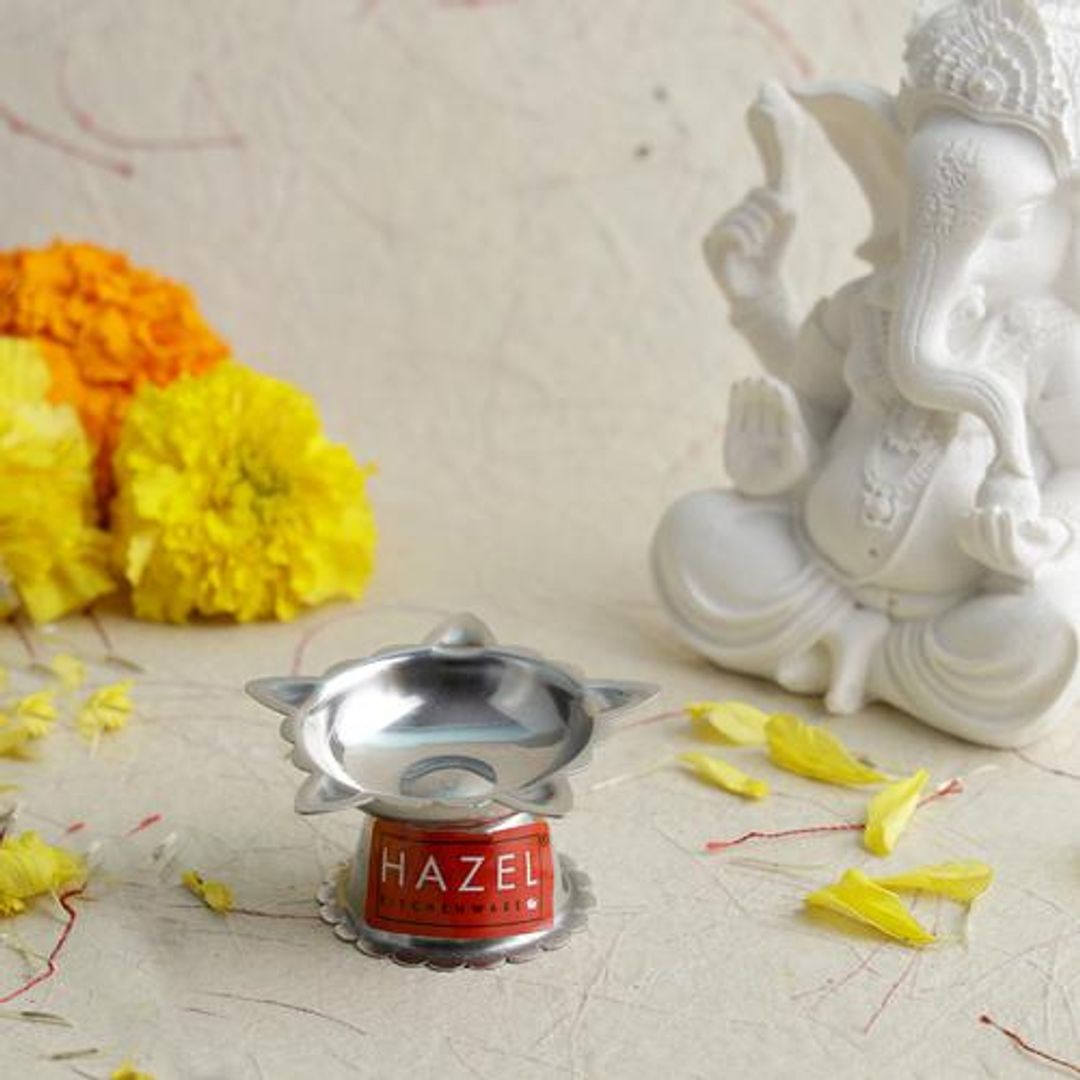 Stainless Steel Diya Panchvati - Silver Colour