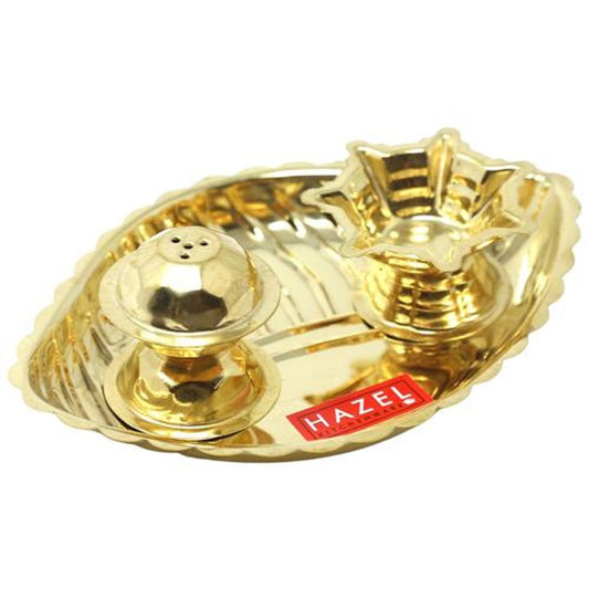 Shank Karma Brass Pooja Thali Brass For Prayer & Home Decor - Royal Look