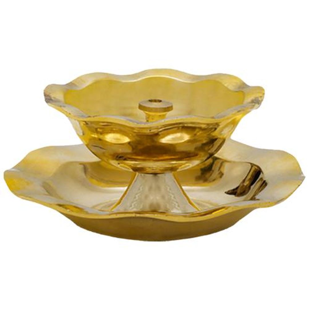 Nitya Devkamal Deep Brass Diya - Medium, Durable & Sturdy