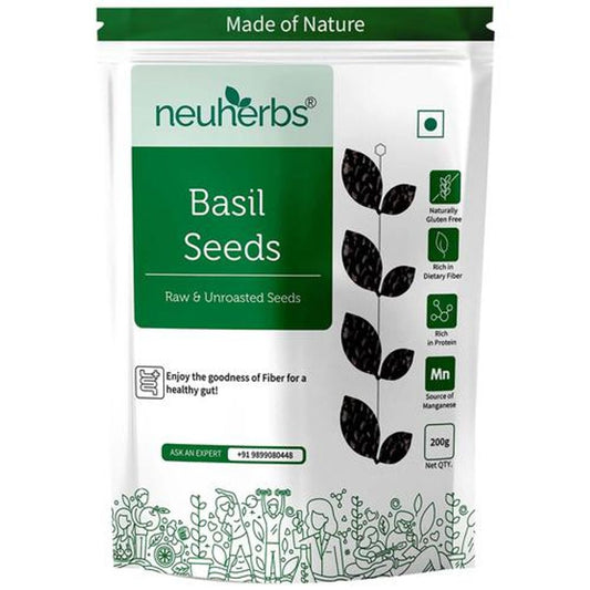 Raw & Unroasted Basil Seeds - Rich In Protein & Fibre, Gluten Free, Helps Manage Weight