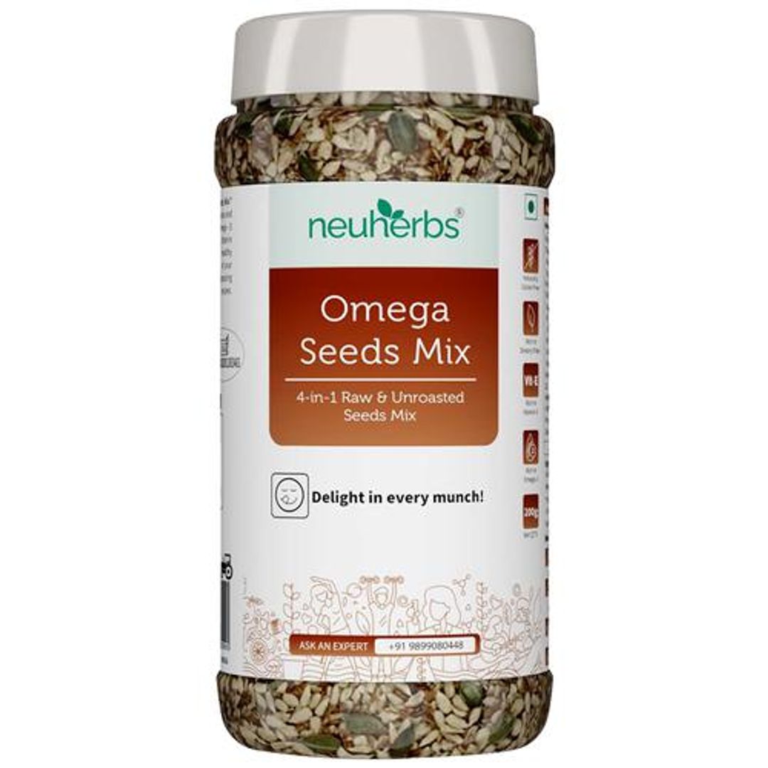 4 In 1 Raw & Unroasted Omega Seeds Mix - Diet Snacks, Healthy, Helps Manage Weight