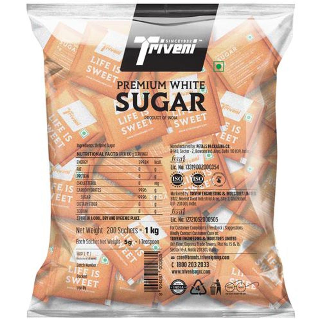 Triveni Premium White Sugar Packets (200 Sachets)