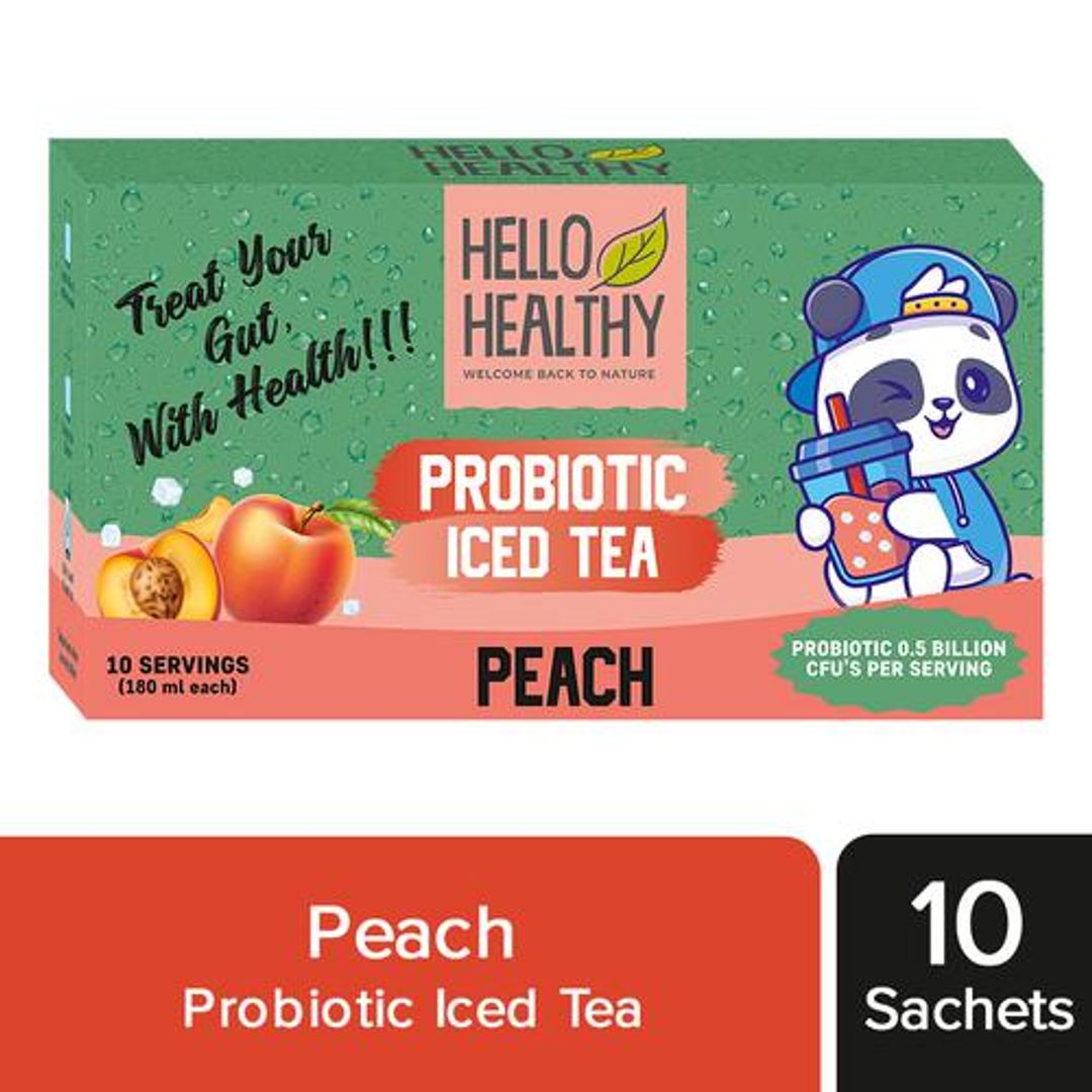 Peach Probiotic Iced Tea - Natural, Rich In Antioxidants, Supports Healthy Heart