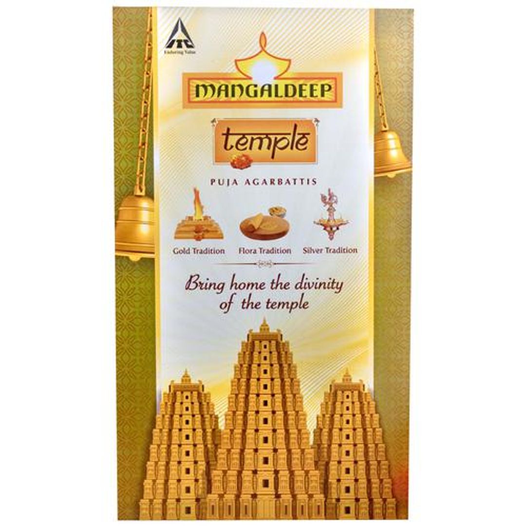 Temple 3 In 1 Agarbatti - Flora, Gold & Silver Tradition, Pooja Essential