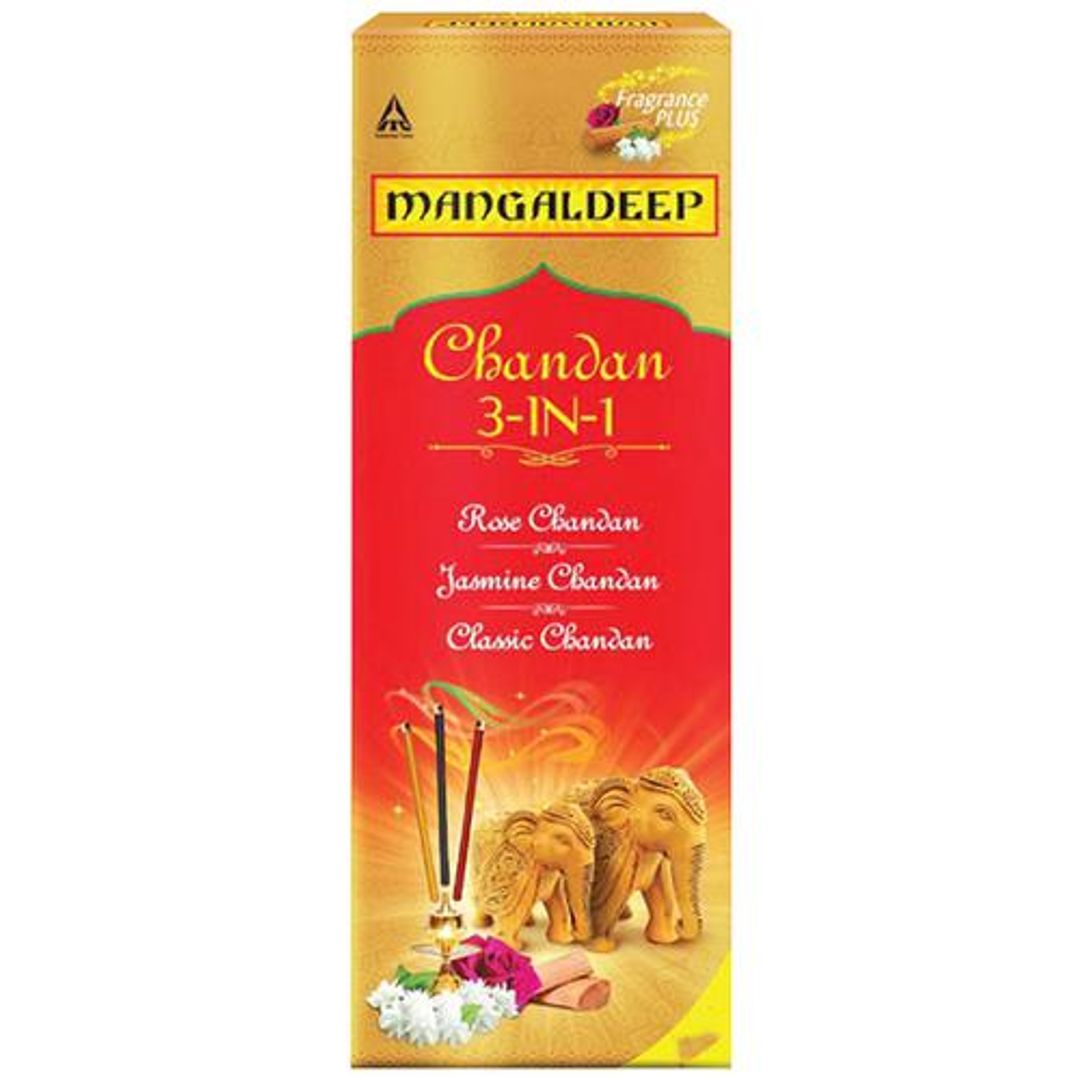 Chandan 3 In 1 Agarbatti - Soothing Fragrances Of Classic, Rose & Jasmine